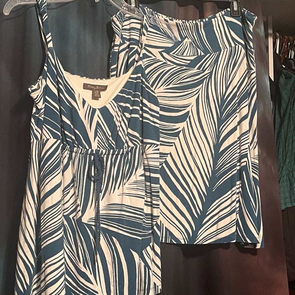 Tropical Leaf Print Dress and Skirt Set